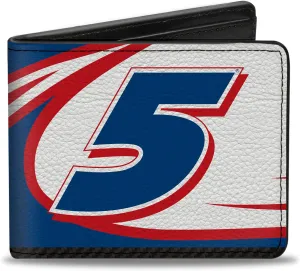 Buckle-Down Hendrick Motorsports Wallet, Bifold, Kyle Larson #5 Racing Logo White Blue Red, Vegan Leather