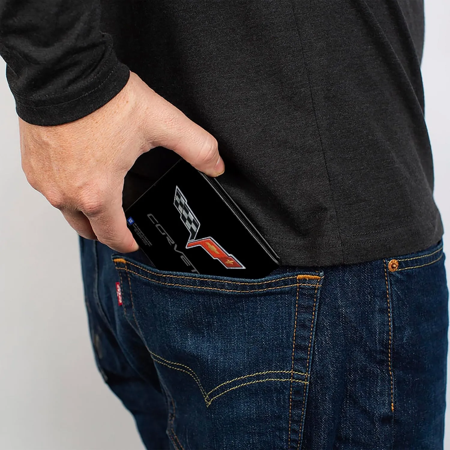 Buckle-Down Men's Pu Bifold Wallet-Corvette Logo