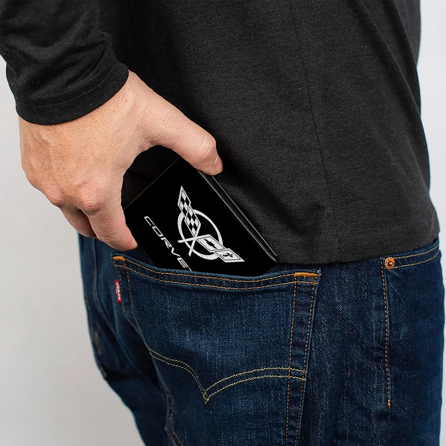 Buckle-Down Men's Pu Bifold Wallet-Corvette Logo