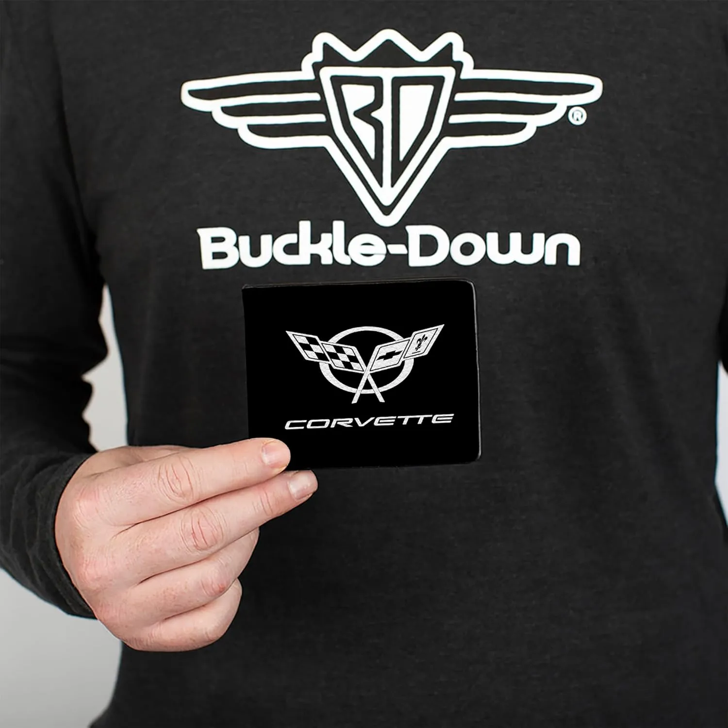 Buckle-Down Men's Pu Bifold Wallet-Corvette Logo