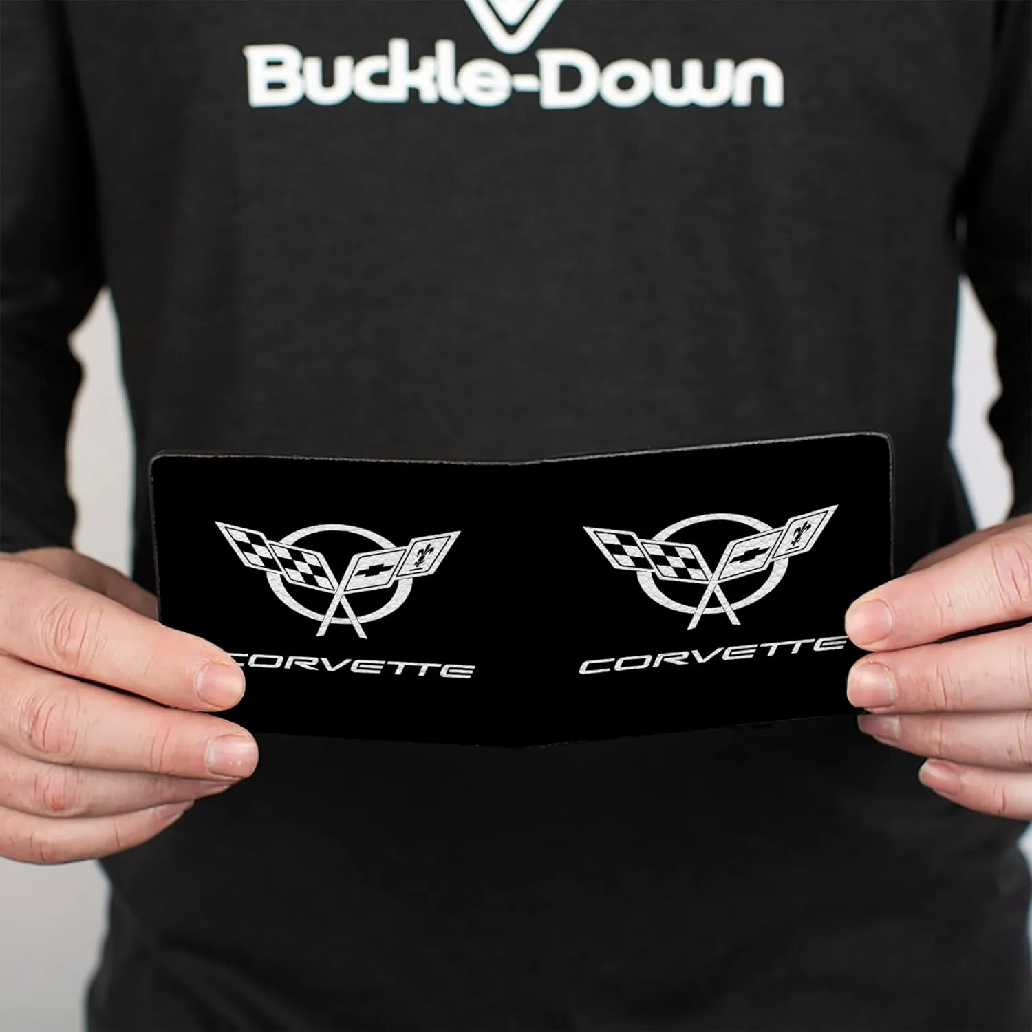 Buckle-Down Men's Pu Bifold Wallet-Corvette Logo