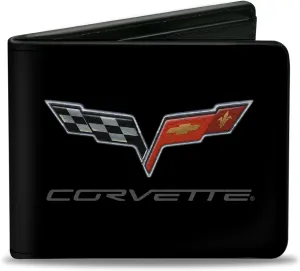 Buckle-Down Men's Pu Bifold Wallet-Corvette Logo