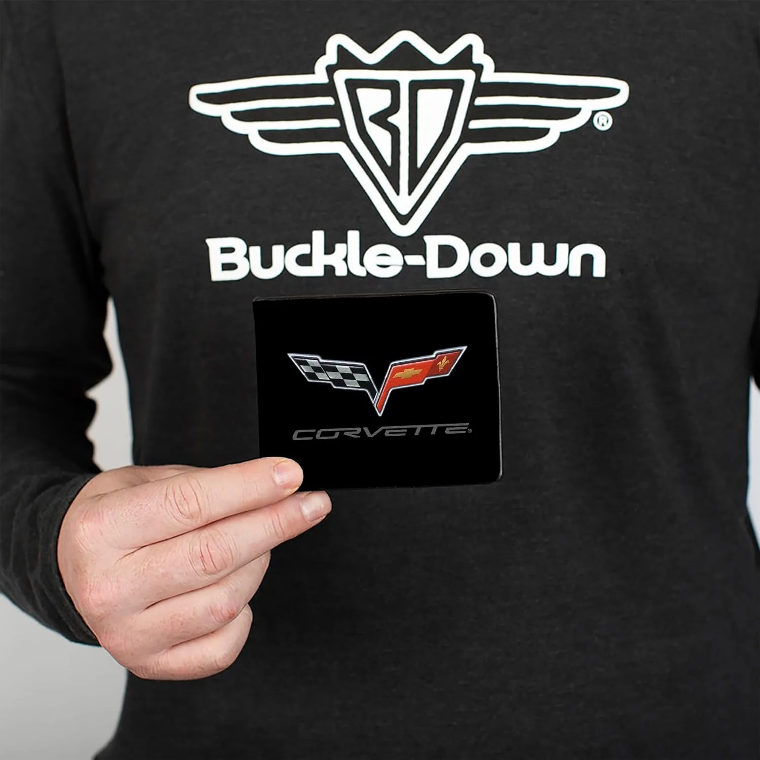 Buckle-Down Men's Pu Bifold Wallet-Corvette Logo
