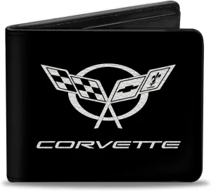 Buckle-Down Men's Pu Bifold Wallet-Corvette Logo