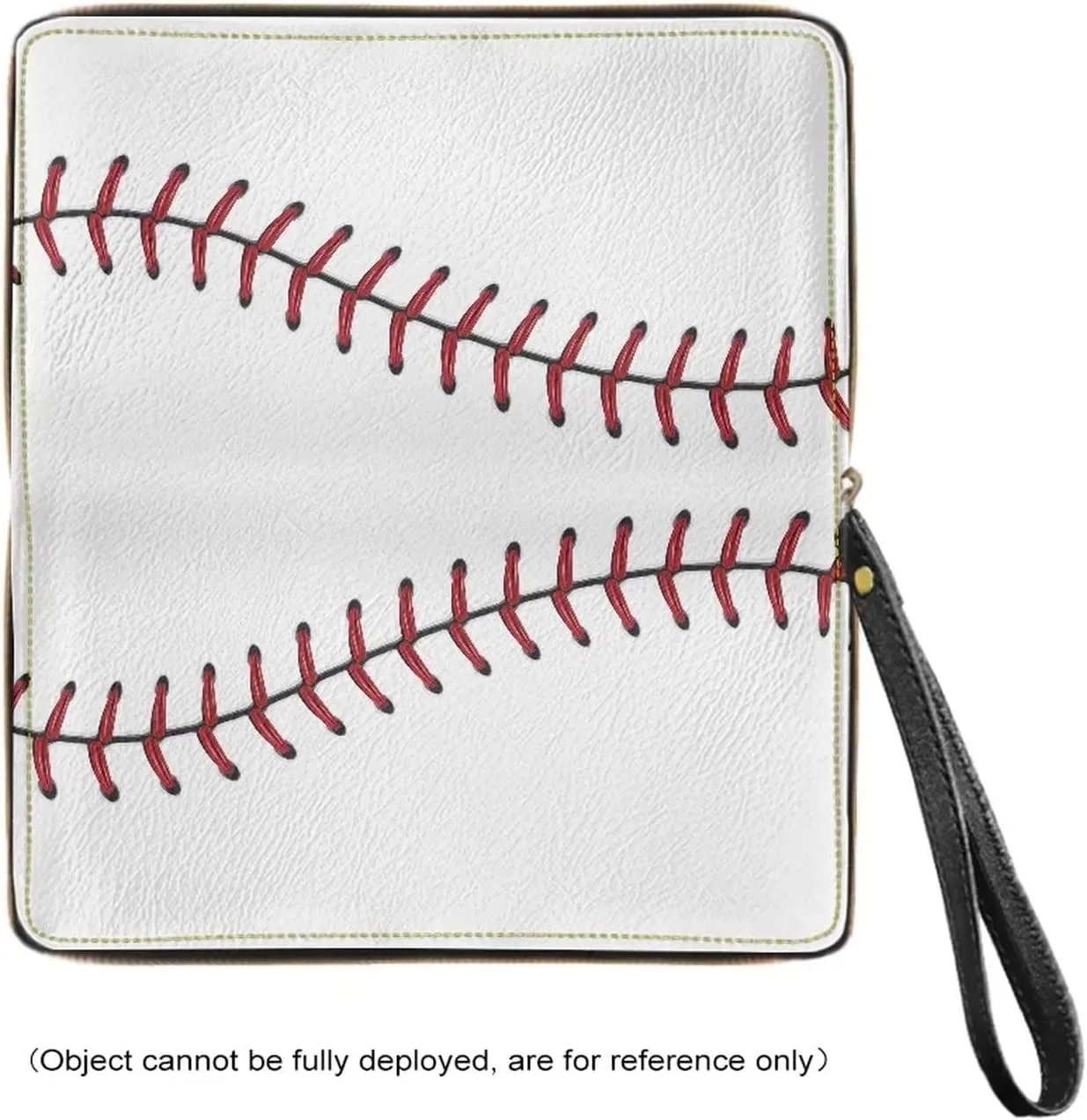 Bulopur White Baseball Print Women Girl Clutch Zip Credit Card Holder Wallet with Wristlet Long Pu Leather Purse
