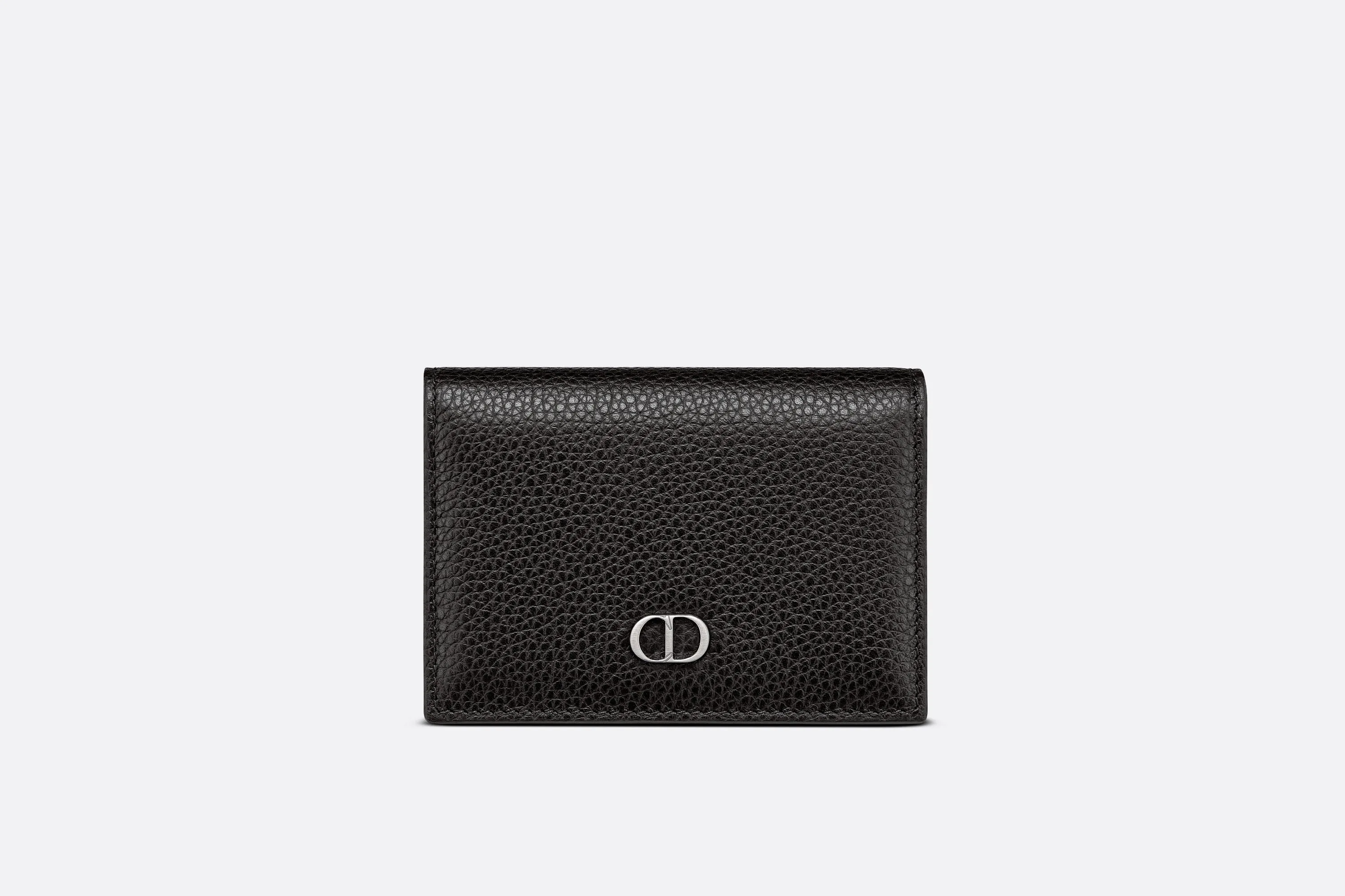 Business Card Holder • Black Grained Calfskin with 'CD Icon' Signature