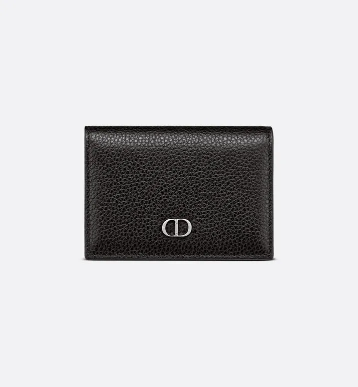 Business Card Holder • Black Grained Calfskin with 'CD Icon' Signature