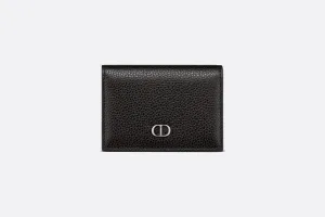 Business Card Holder • Black Grained Calfskin with 'CD Icon' Signature