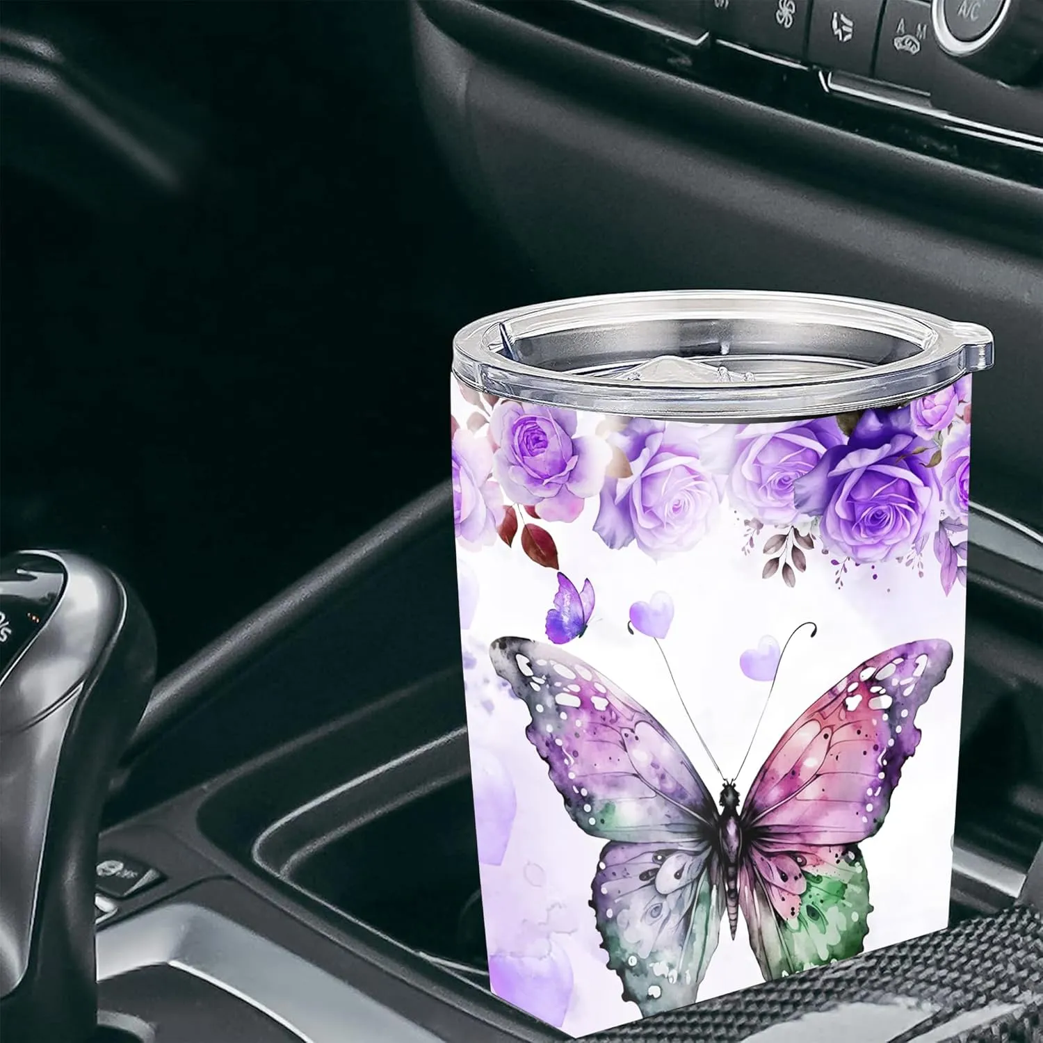 Butterfly Gifts for Women Girls Personalized Tumbler Custom Name Mom Grandma Nanny Travel Mug Insulated Cup with Lid Stainless Steel 20oz 30oz Purple Gift on Birthday Mother's Day
