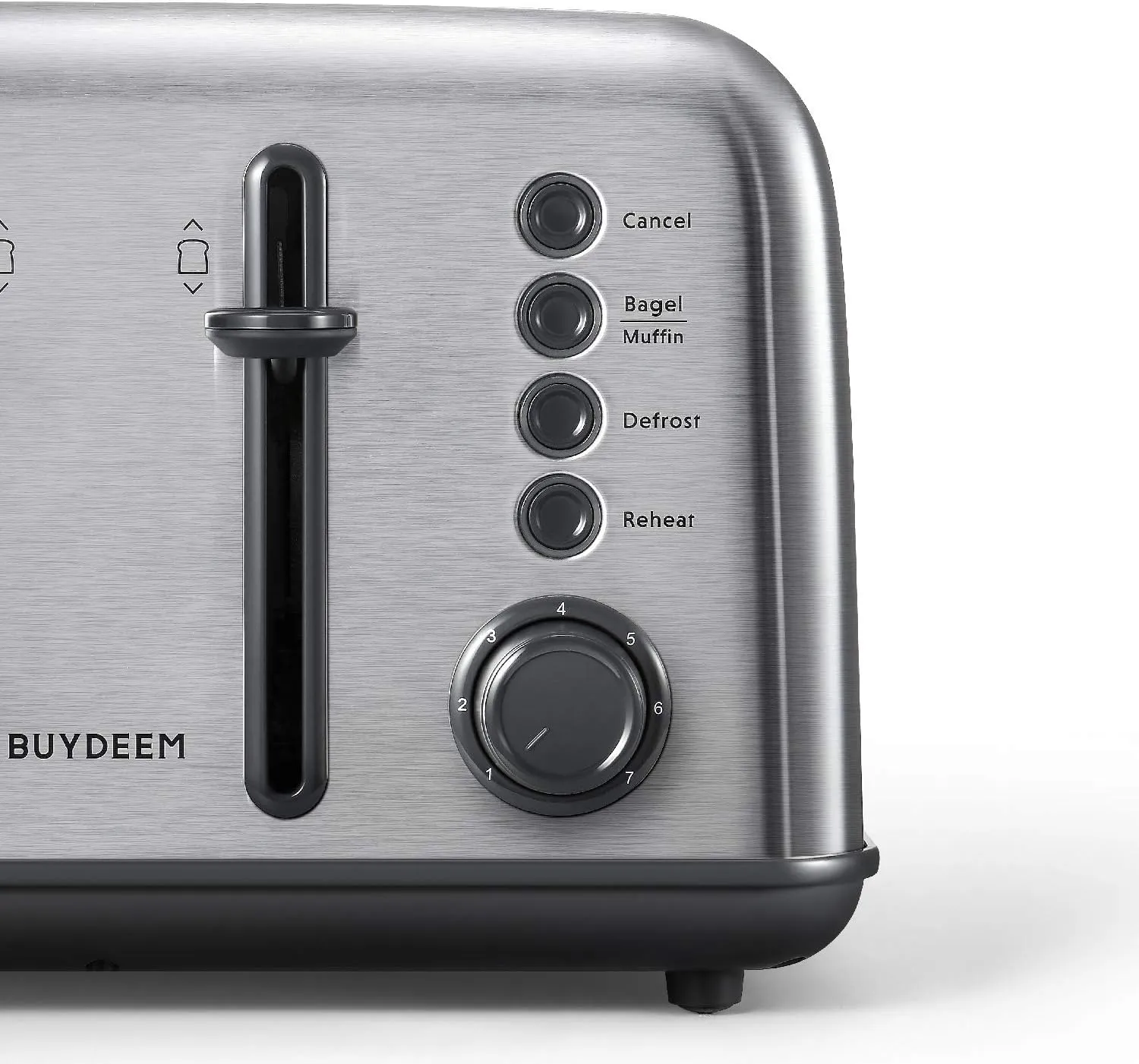 BUYDEEM DT640 4-Slice Toaster, Extra Wide Slots, Retro Stainless Steel with High Lift Lever, Bagel and Muffin Function, Removal Crumb Tray, 7-Shade Settings,Stainless Steel