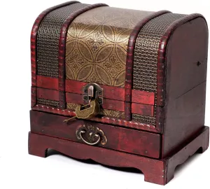 C1 Wooden Chest with drawer for collectible Fantasy Coins Card Games Dice Counter Deck of Cards Jewelry Box Tabletop Role Playing Games DnD TTRPG RPG