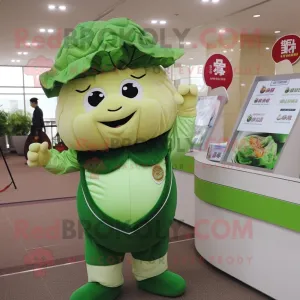 Cabbage mascot costume character dressed with a Polo Shirt and Keychains