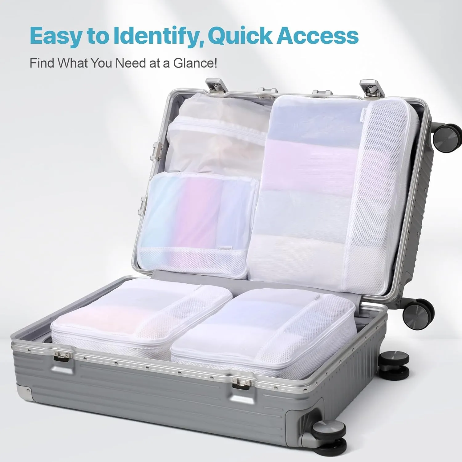 Cambond Dual-Use Mesh Packing Cubes Laundry Bag - See Through Packing Cubes for Travel, Lightweight Machine Washable Mesh Laundry Bags Wash Bags with Handle, Travel Bags Luggage Suitcase Organizer