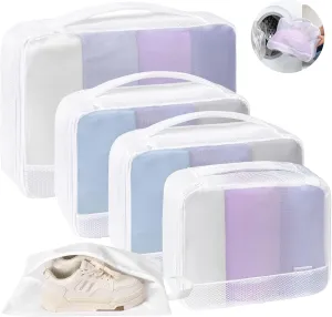Cambond Dual-Use Mesh Packing Cubes Laundry Bag - See Through Packing Cubes for Travel, Lightweight Machine Washable Mesh Laundry Bags Wash Bags with Handle, Travel Bags Luggage Suitcase Organizer