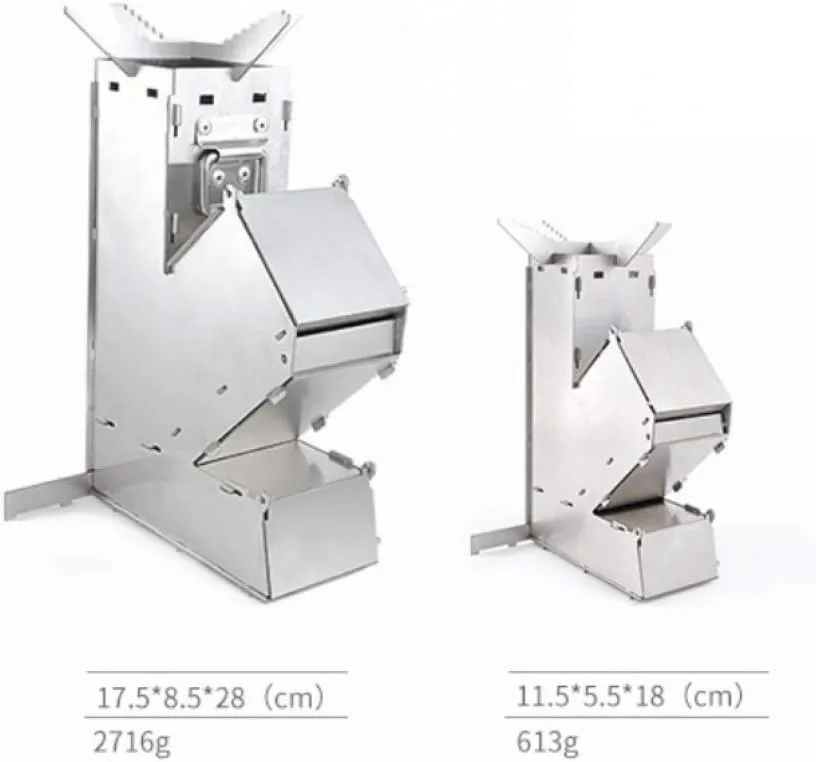 Camping Stove, Collapsible Wood Burning Stainless Steel Rocket Stove, Backpacking Camp Tent Stove, Lightweight, Compact, Durable for Picnic BBQ Camp Hiking-S