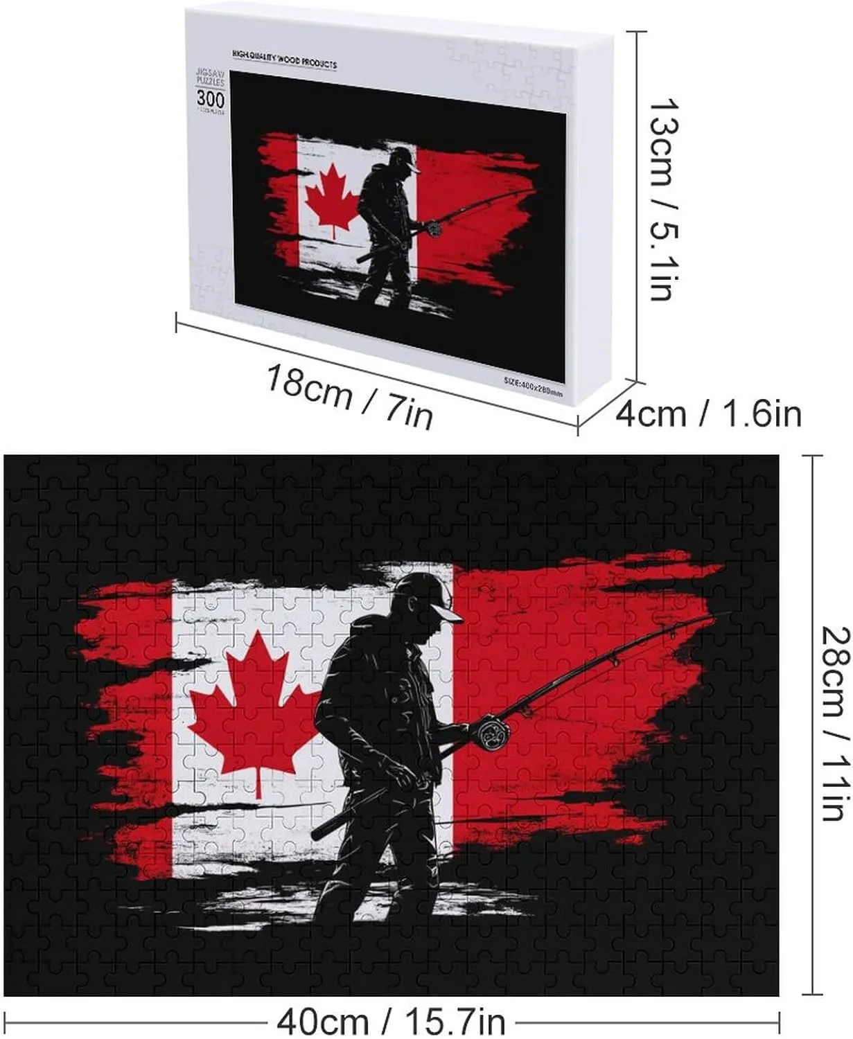 Canada Flag Fishing Canadian Funny Jigsaw Puzzles for Adults Unique Gifts Challenging Game Decor 300/500/1000 Pieces