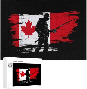 Canada Flag Fishing Canadian Funny Jigsaw Puzzles for Adults Unique Gifts Challenging Game Decor 300/500/1000 Pieces