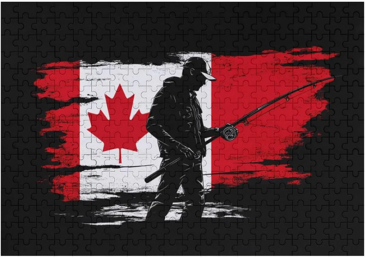 Canada Flag Fishing Canadian Funny Jigsaw Puzzles for Adults Unique Gifts Challenging Game Decor 300/500/1000 Pieces