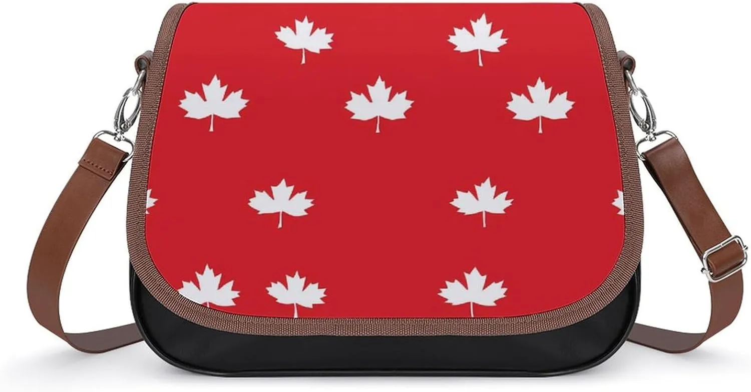 Canada Maple Flag Crossbody Bags for Women Leather Tote Bag Handbag Purse for Work Travel