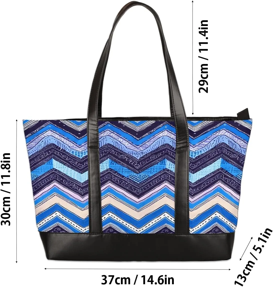Canvas Laptop Tote Bag for Women Cherry Blossom Pink Blue 15.6 Inch Large Capacity Computer Bag