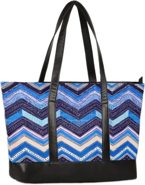 Canvas Laptop Tote Bag for Women Cherry Blossom Pink Blue 15.6 Inch Large Capacity Computer Bag