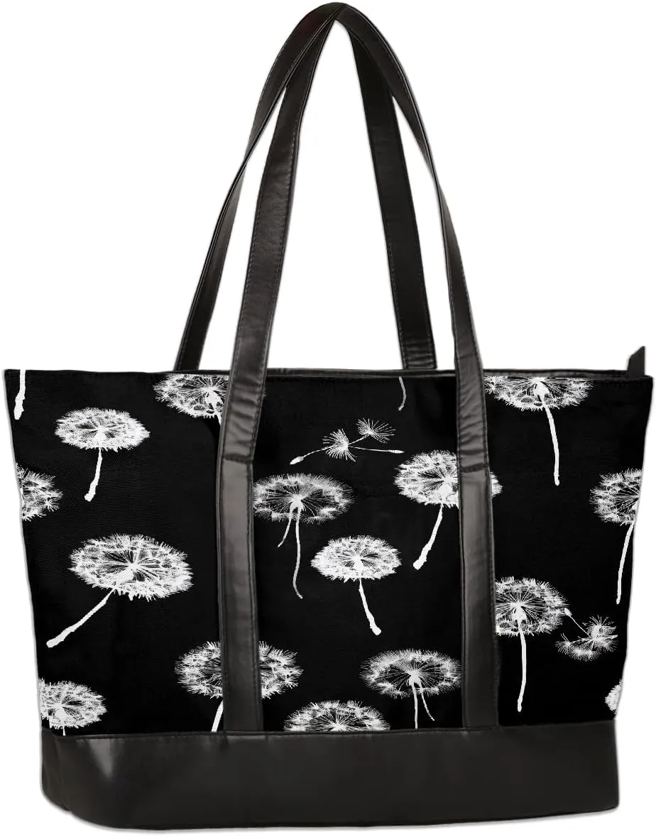 Canvas Laptop Tote Bag for Women Education Book Bookshelf Retro 15.6 Inch Large Capacity Computer Bag