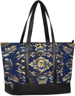 Canvas Laptop Tote Bag for Women Education Book Bookshelf Retro 15.6 Inch Large Capacity Computer Bag