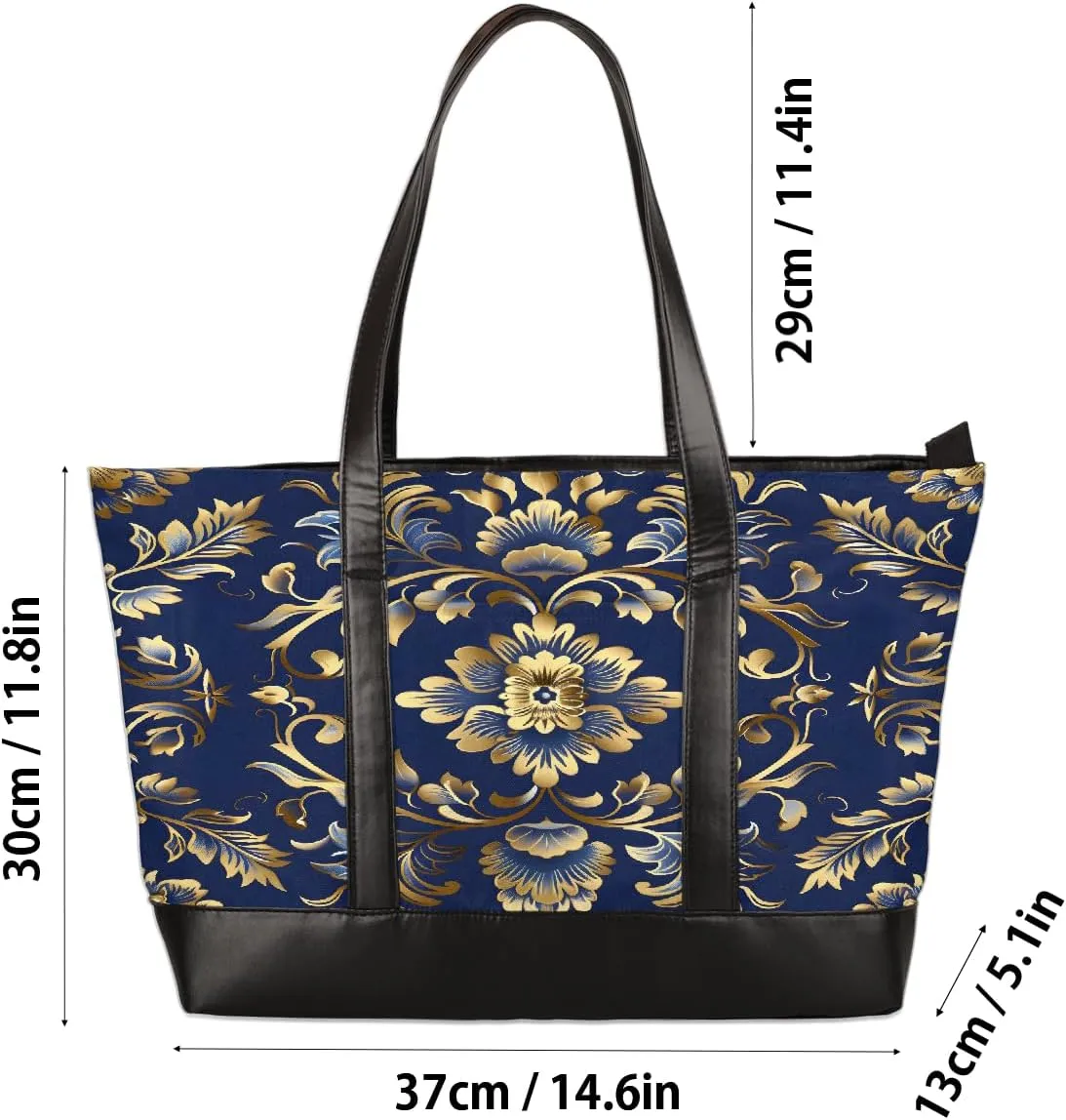 Canvas Laptop Tote Bag for Women Education Book Bookshelf Retro 15.6 Inch Large Capacity Computer Bag
