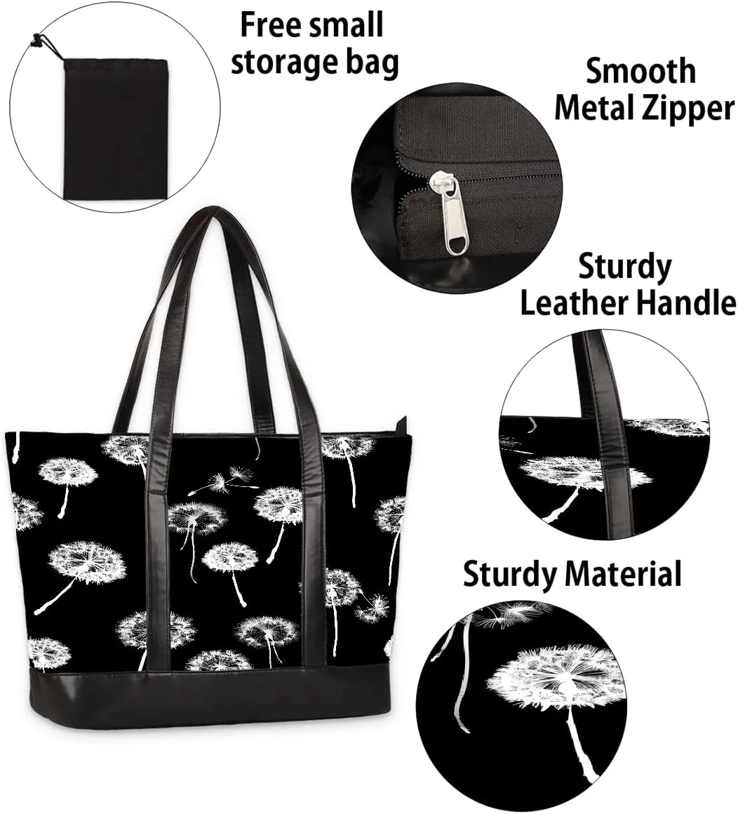 Canvas Laptop Tote Bag for Women Education Book Bookshelf Retro 15.6 Inch Large Capacity Computer Bag