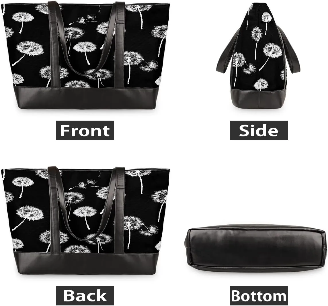 Canvas Laptop Tote Bag for Women Education Book Bookshelf Retro 15.6 Inch Large Capacity Computer Bag