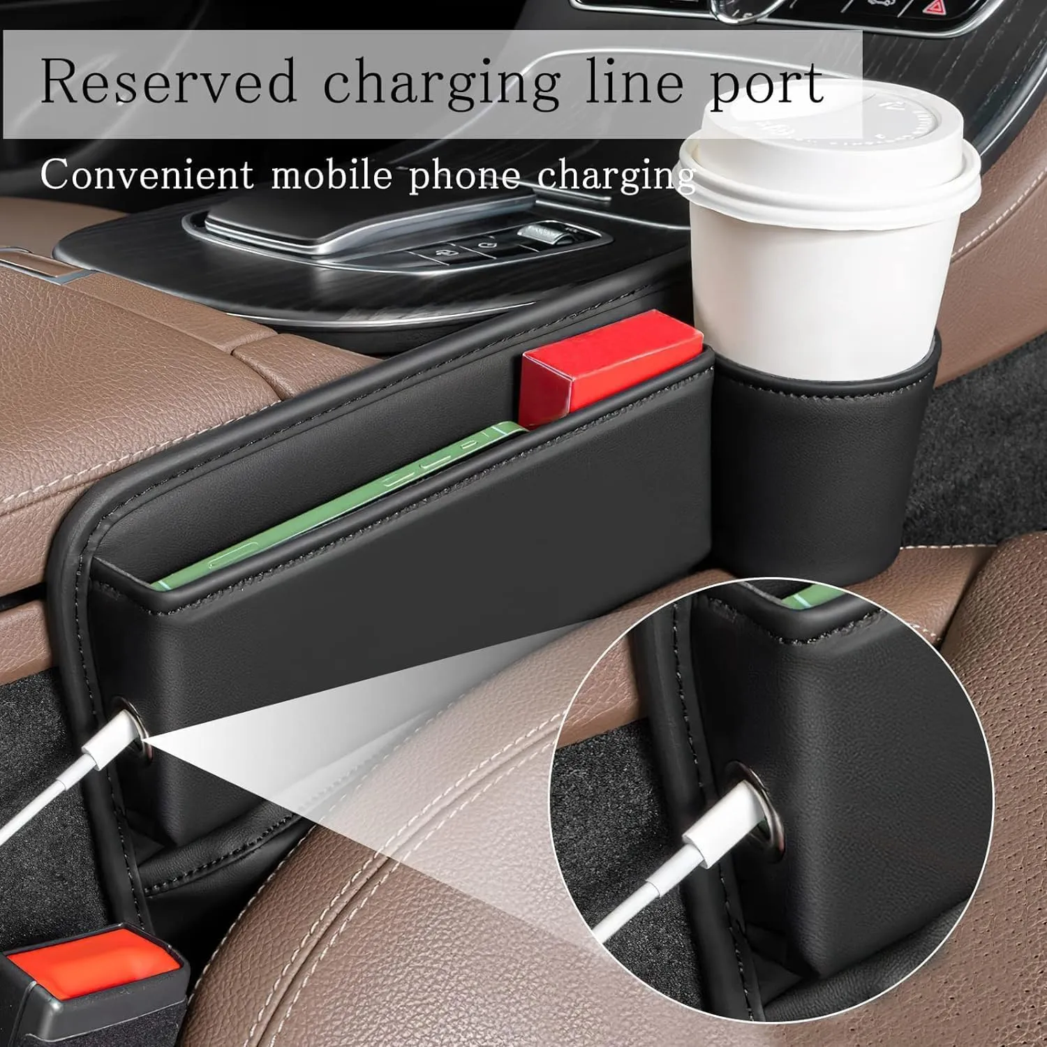 Car Seat Gap Filler Organizer for Ford Equator 2021 2022 2023 2024 2025, Car Gap Filler Car Seat Storage Box Seat Gap Storage Box Car Accessories,Beige