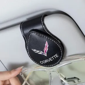 Car Sunglass Holder, Eyeglass Holder for Corvette C1 C2 C3 C4 C5 C6 C7 C8 Racing 1LT 2LT 3LT, Sunglass Hanger Mount for Car Sun Visor, Interior Accessories, Black