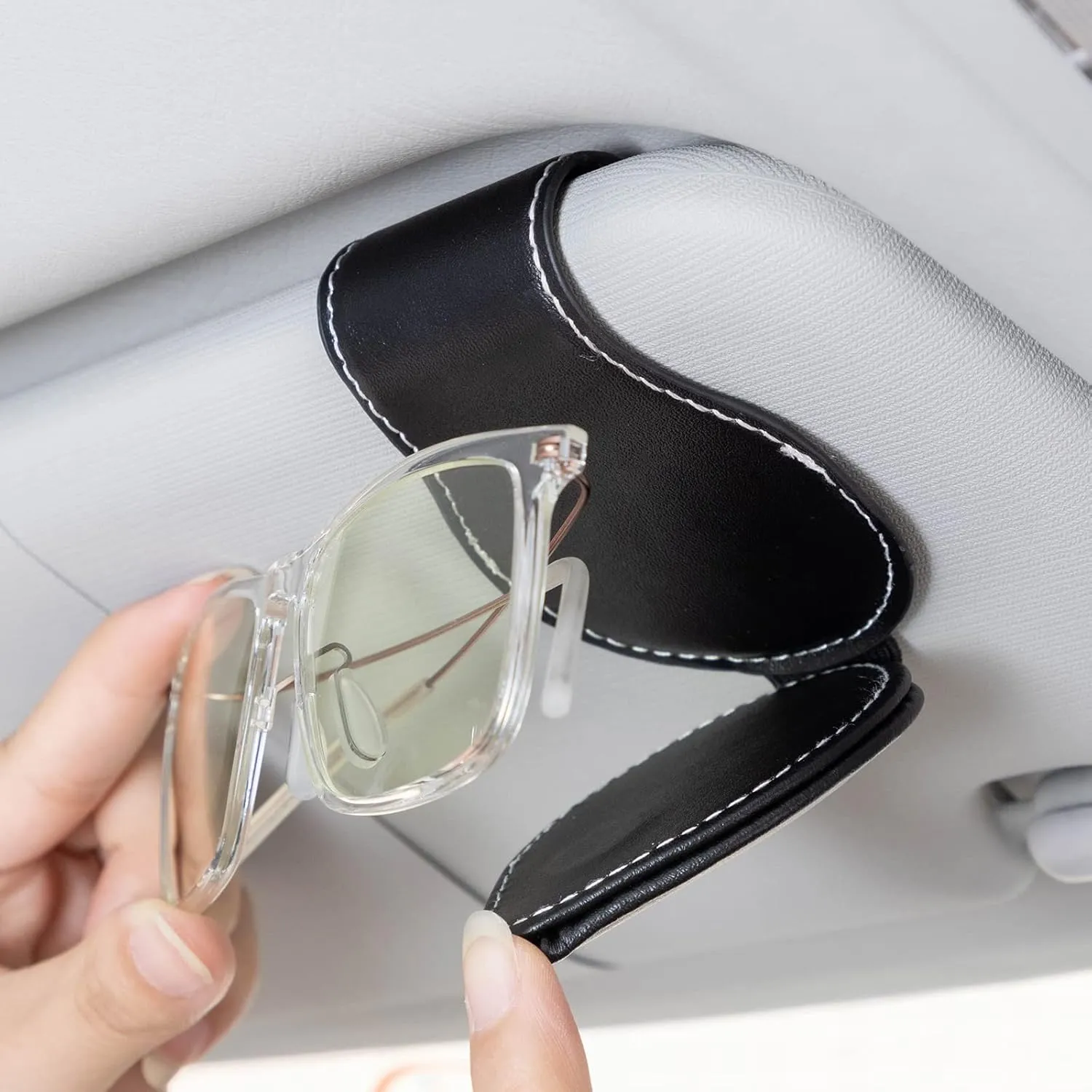 Car Sunglass Holder, Eyeglass Holder for Corvette C1 C2 C3 C4 C5 C6 C7 C8 Racing 1LT 2LT 3LT, Sunglass Hanger Mount for Car Sun Visor, Interior Accessories, Black