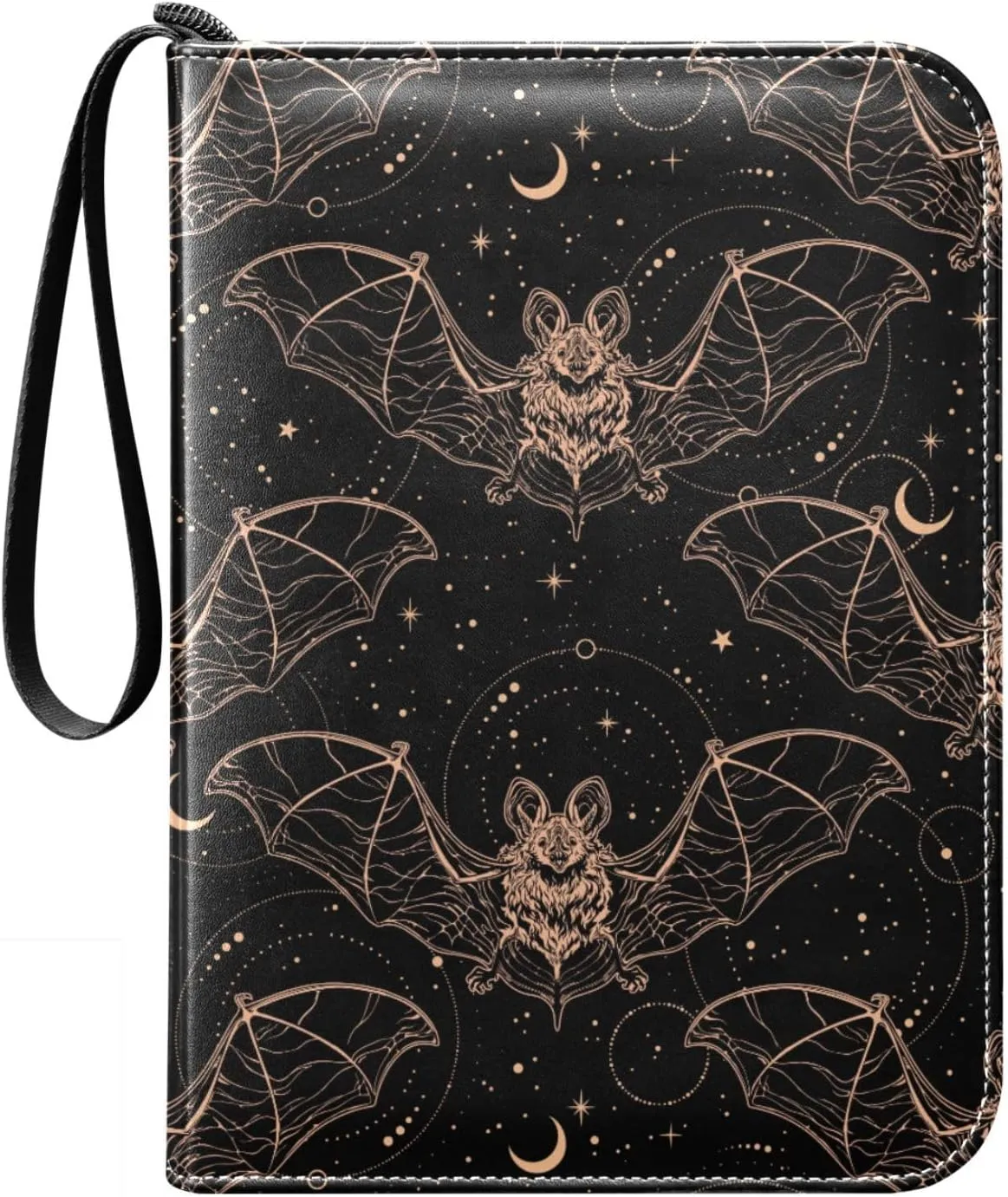 Card Binder 400 Pockets Gothic Bats Moon Trading Card Binder with 50 Removable Pages，3 Rings Trading Card 4 Pocket Album Folder for Game Cards TCG