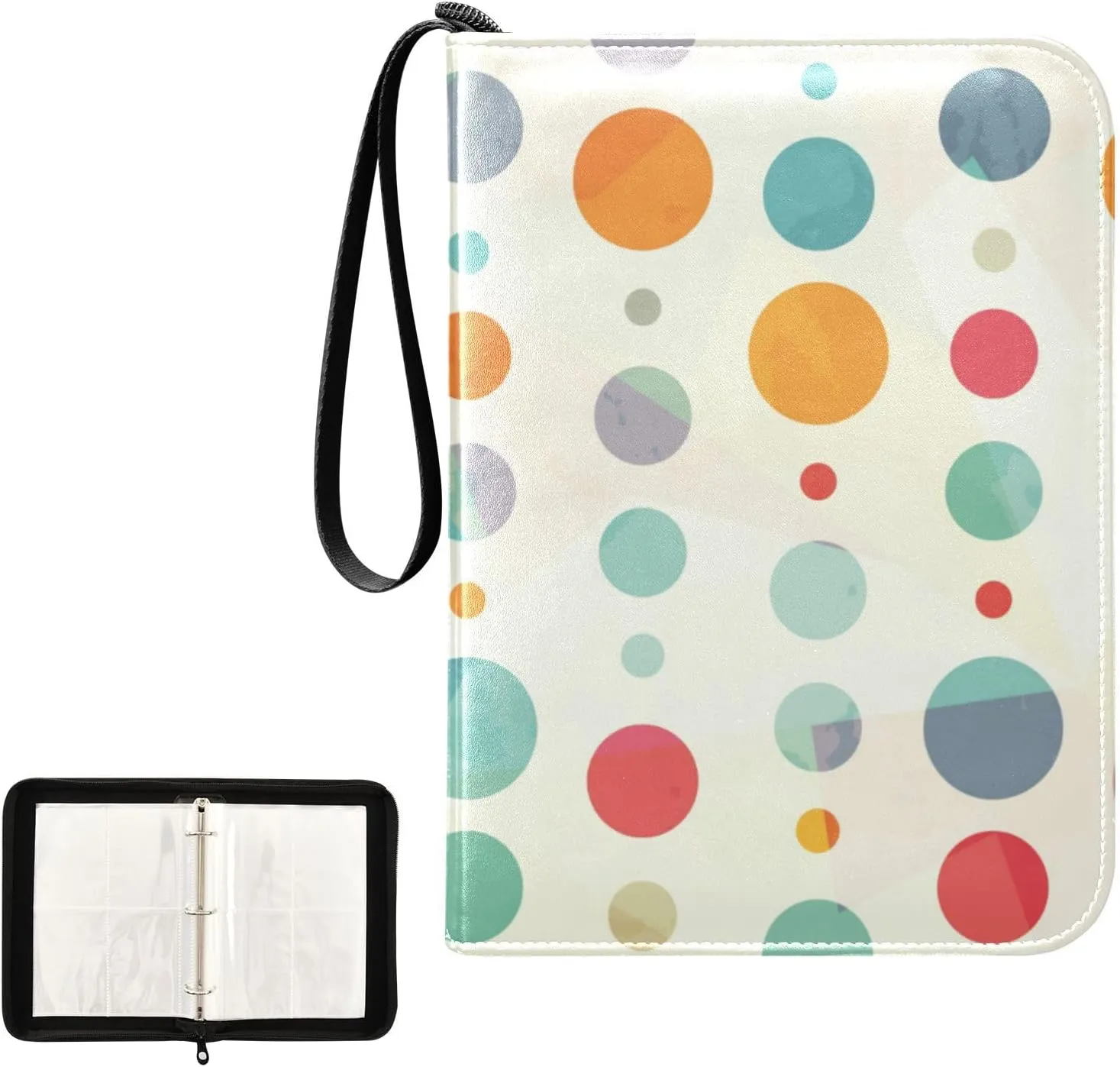 Card Binder Sports Card Binder Trading Card binder 4 Card Binder for Game Cards Sports Cards Photos Colorful Dot