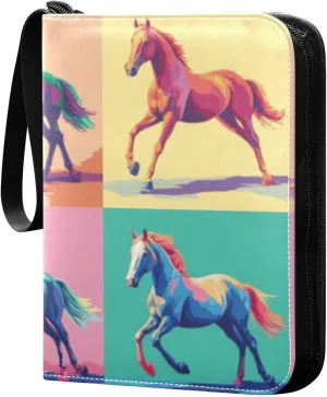 Card Binder Sports Card Binder Trading Card binder 4 Card Binder for Game Cards Sports Cards Photos Colorful Horses