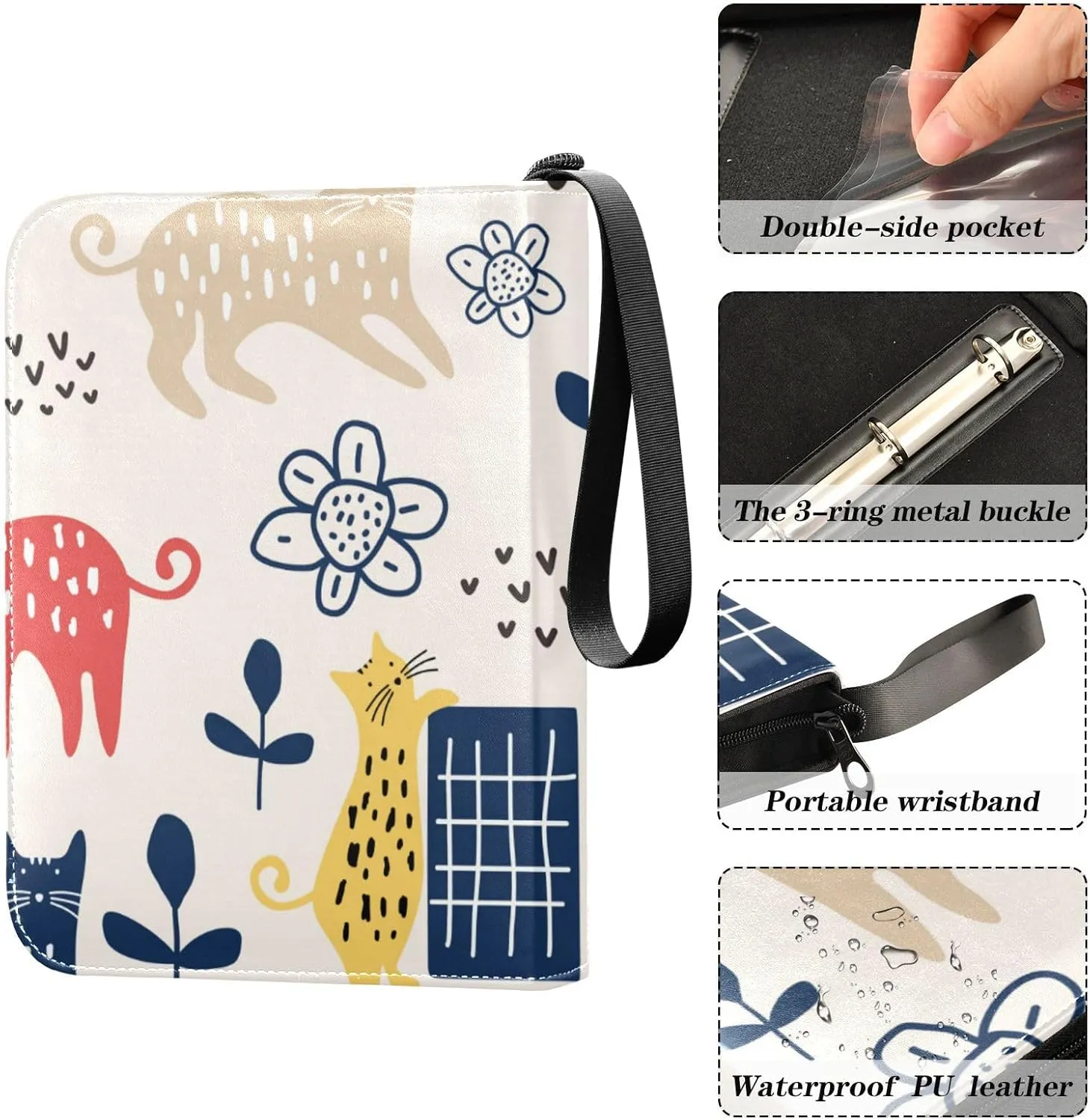 Card Binder Sports Card Binder Trading Card binder 4 Card Binder for Game Cards Sports Cards Photos Cute Cat Fish