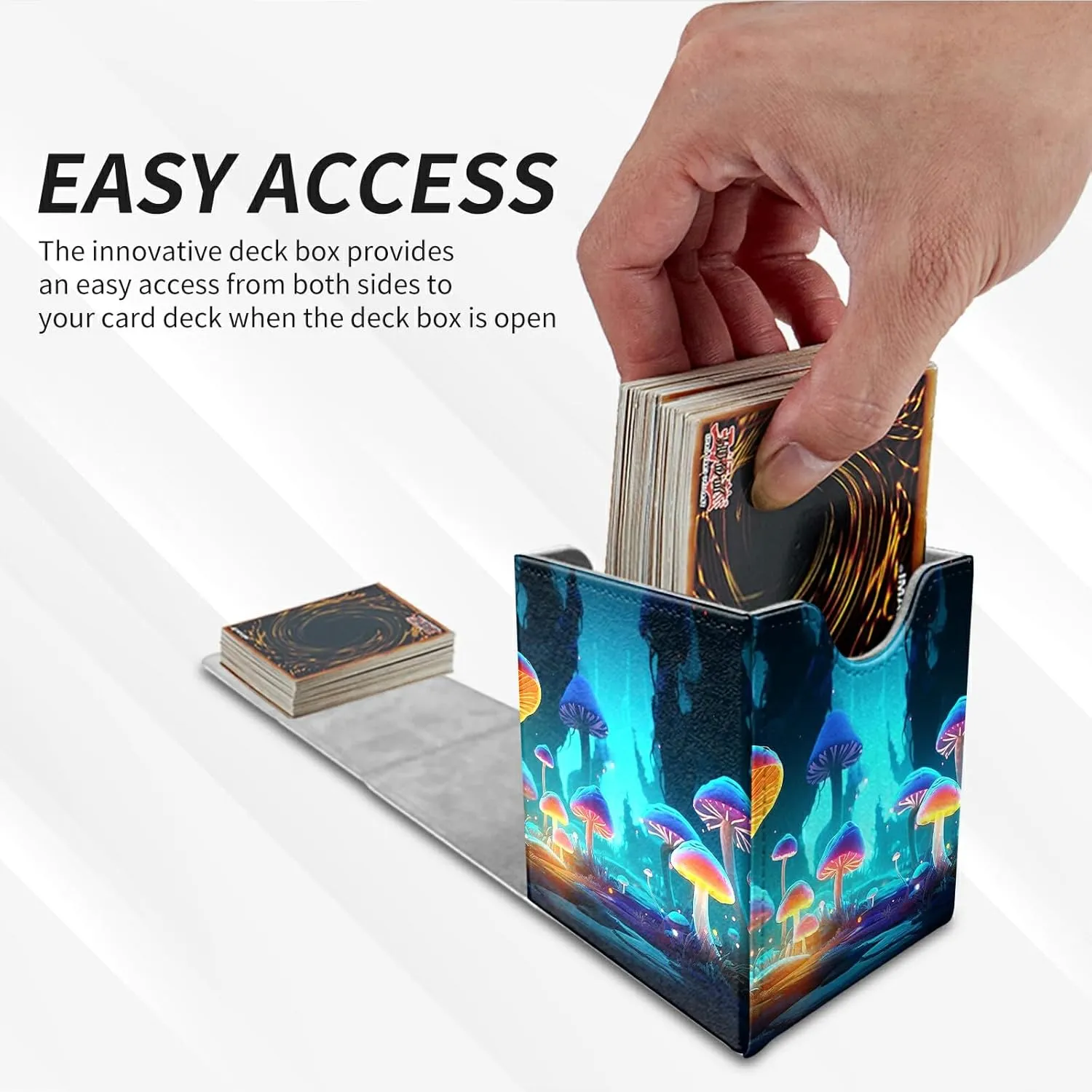 Card Deck Box Trading Cards with Strong Magnet Mushroom Forest Theme Commander Deck Box Card Storage Box Magic Premium Card Storage Box Case Cover for TCG CCG Magic Cards