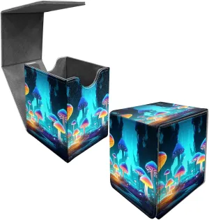 Card Deck Box Trading Cards with Strong Magnet Mushroom Forest Theme Commander Deck Box Card Storage Box Magic Premium Card Storage Box Case Cover for TCG CCG Magic Cards