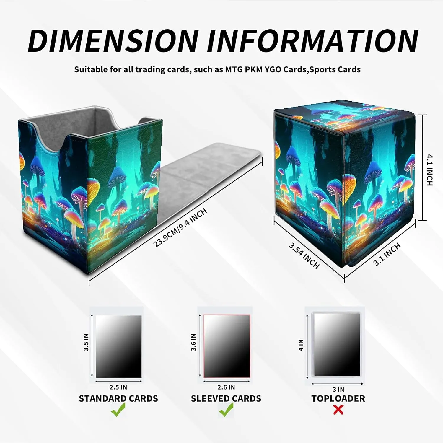 Card Deck Box Trading Cards with Strong Magnet Mushroom Forest Theme Commander Deck Box Card Storage Box Magic Premium Card Storage Box Case Cover for TCG CCG Magic Cards