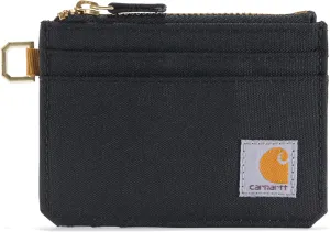 Carhartt womens Wallet, Rugged Leather and Canvas for Women, Available in Multiple Styles & Colors Wallet, Nylon Duck Zippered (Black), One Size US