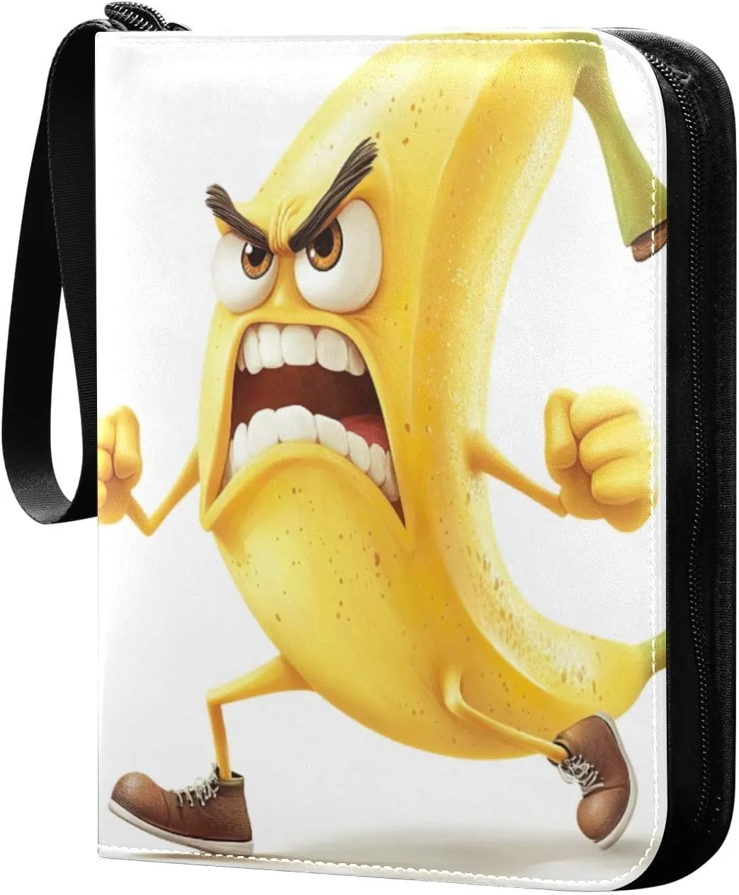 Cartoon Angry Banana Card Organizer Binder 4-Pocket Card Collectors Album Fits 400 Cards for Baseball Card, Football Card