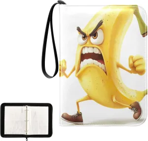 Cartoon Angry Banana Card Organizer Binder 4-Pocket Card Collectors Album Fits 400 Cards for Baseball Card, Football Card