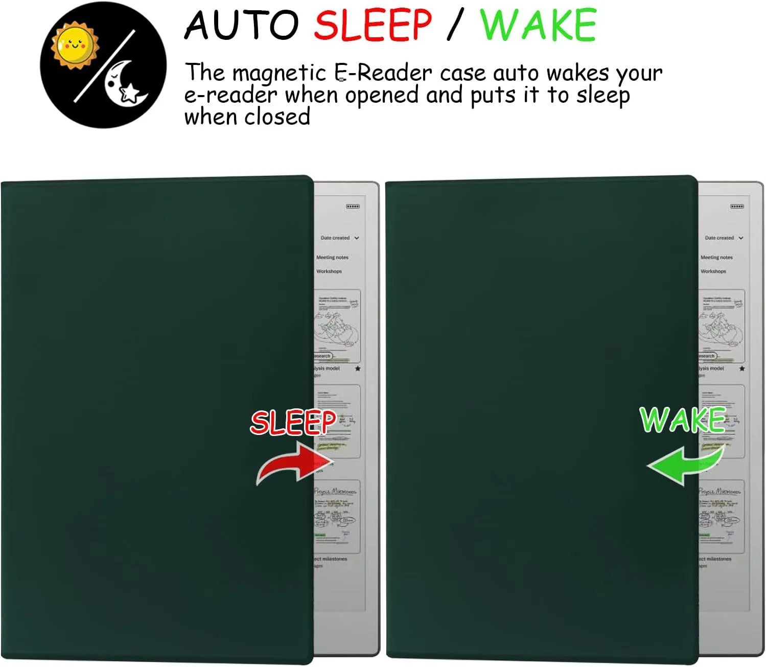 Case for Remarkable Paper Pro Color 11.8'',Ultra-Thin Leather Cover Auto Sleep/Wake Book Folio Cover with Pen Magnetic Buckle for Remarkable Paper Pro Tablet 2024 Released (Blackish Green)
