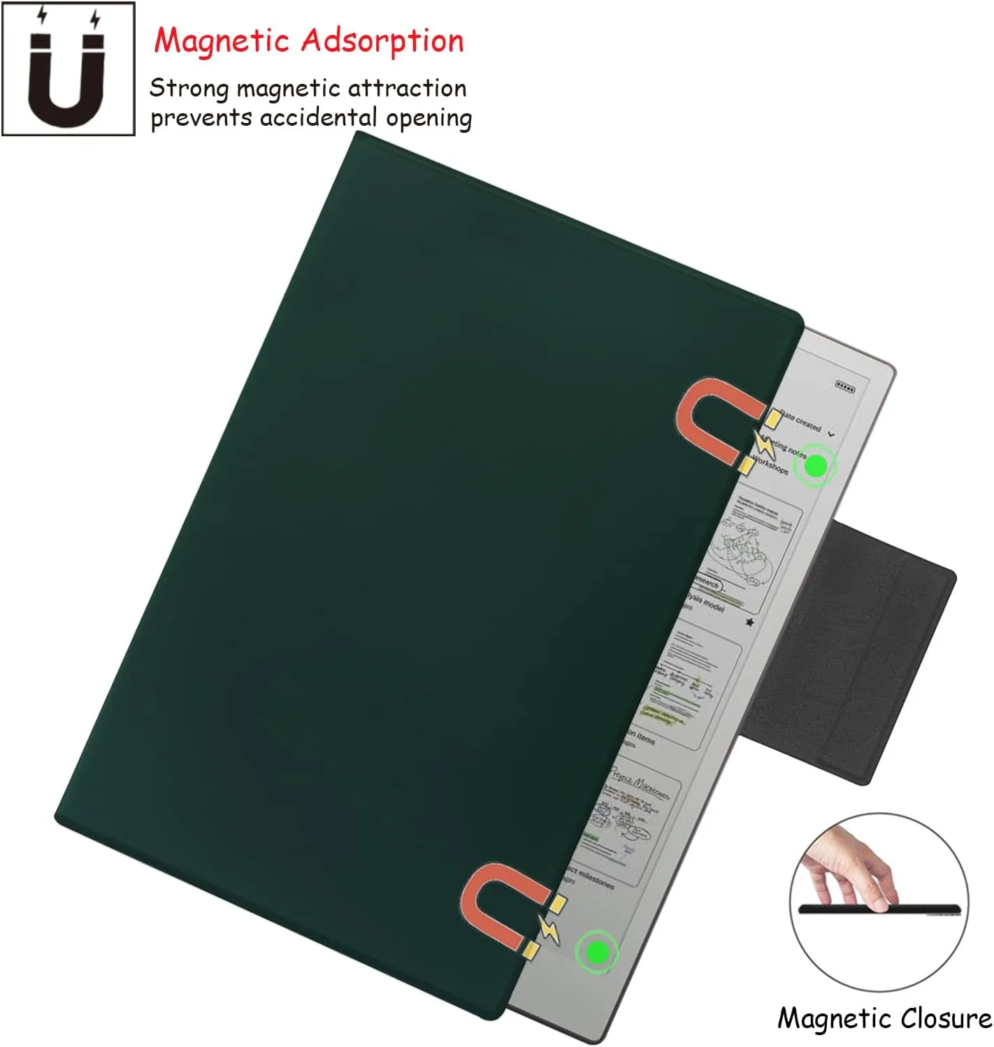 Case for Remarkable Paper Pro Color 11.8'',Ultra-Thin Leather Cover Auto Sleep/Wake Book Folio Cover with Pen Magnetic Buckle for Remarkable Paper Pro Tablet 2024 Released (Blackish Green)