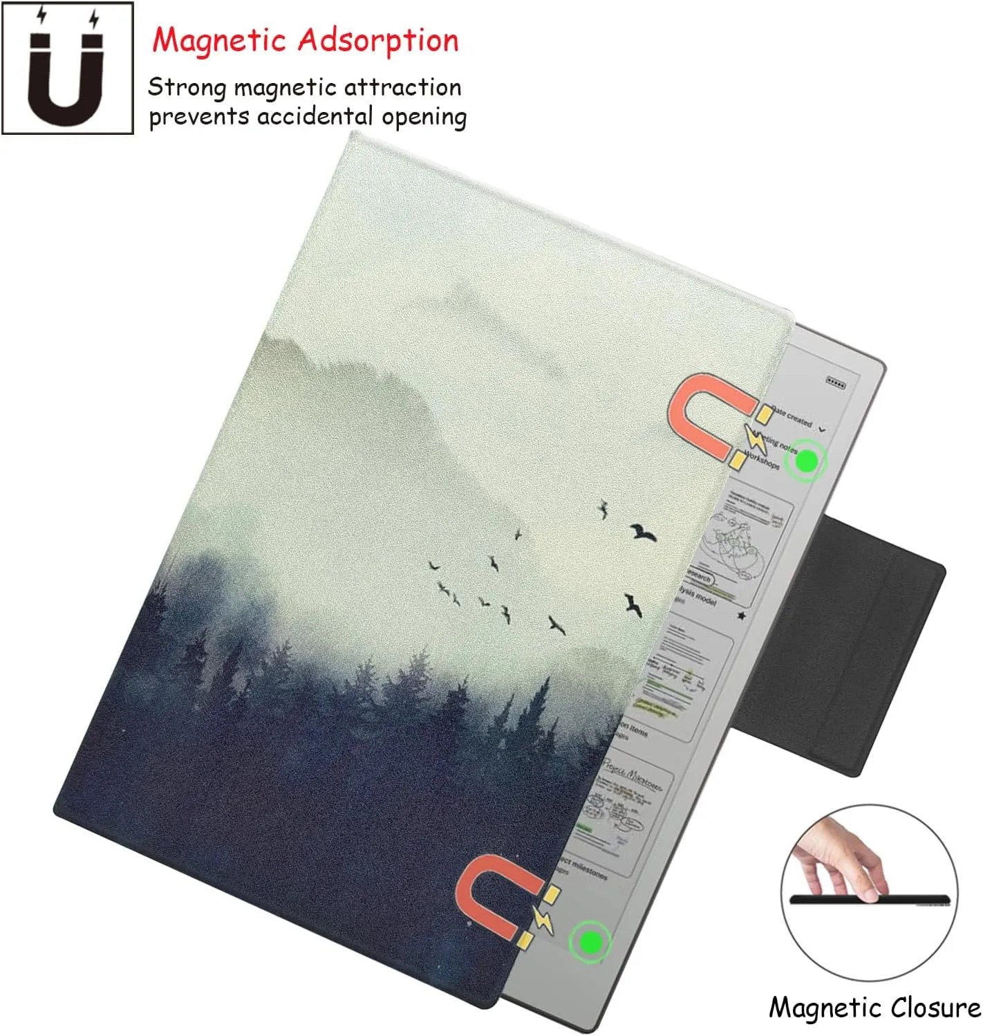 Case for Remarkable Paper Pro Color 11.8'',Ultra-Thin Leather Cover Auto Sleep/Wake Book Folio Cover with Pen Magnetic Buckle for Remarkable Paper Pro Tablet 2024 Released (Misty Forest)