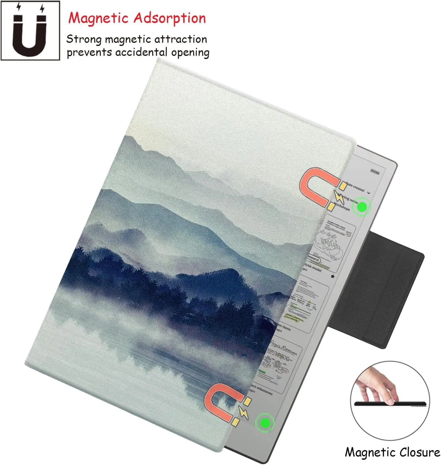 Case for Remarkable Paper Pro Color 11.8'',Ultra-Thin Leather Cover Auto Sleep/Wake Book Folio Cover with Pen Magnetic Buckle for Remarkable Paper Pro Tablet 2024 Released (Misty Mountains)
