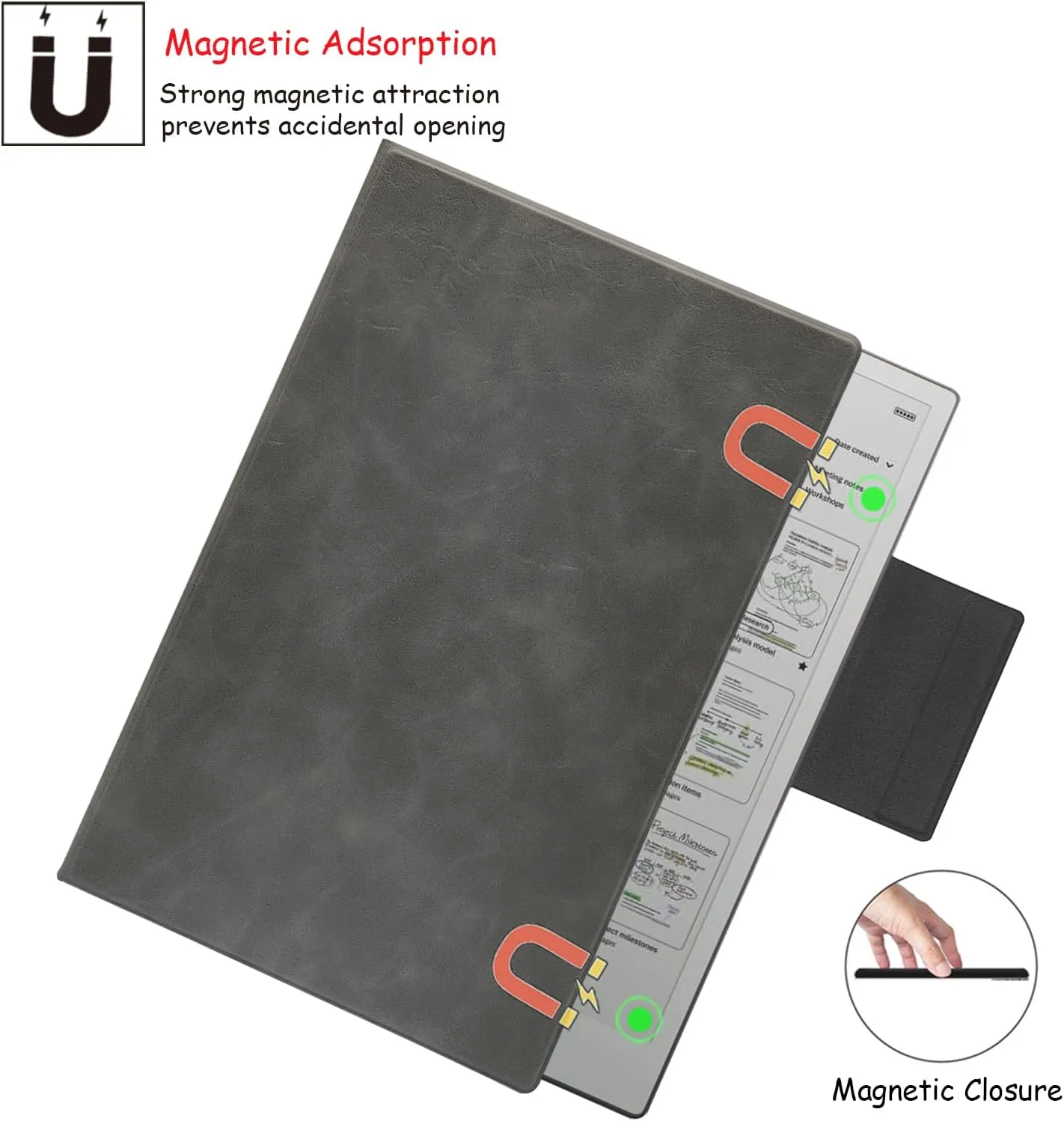 Case for Remarkable Paper Pro Color 11.8'',Ultra-Thin Leather Cover Auto Sleep/Wake Book Folio Cover with Pen Magnetic Buckle for Remarkable Paper Pro Tablet 2024 Released (Smoke Gray)