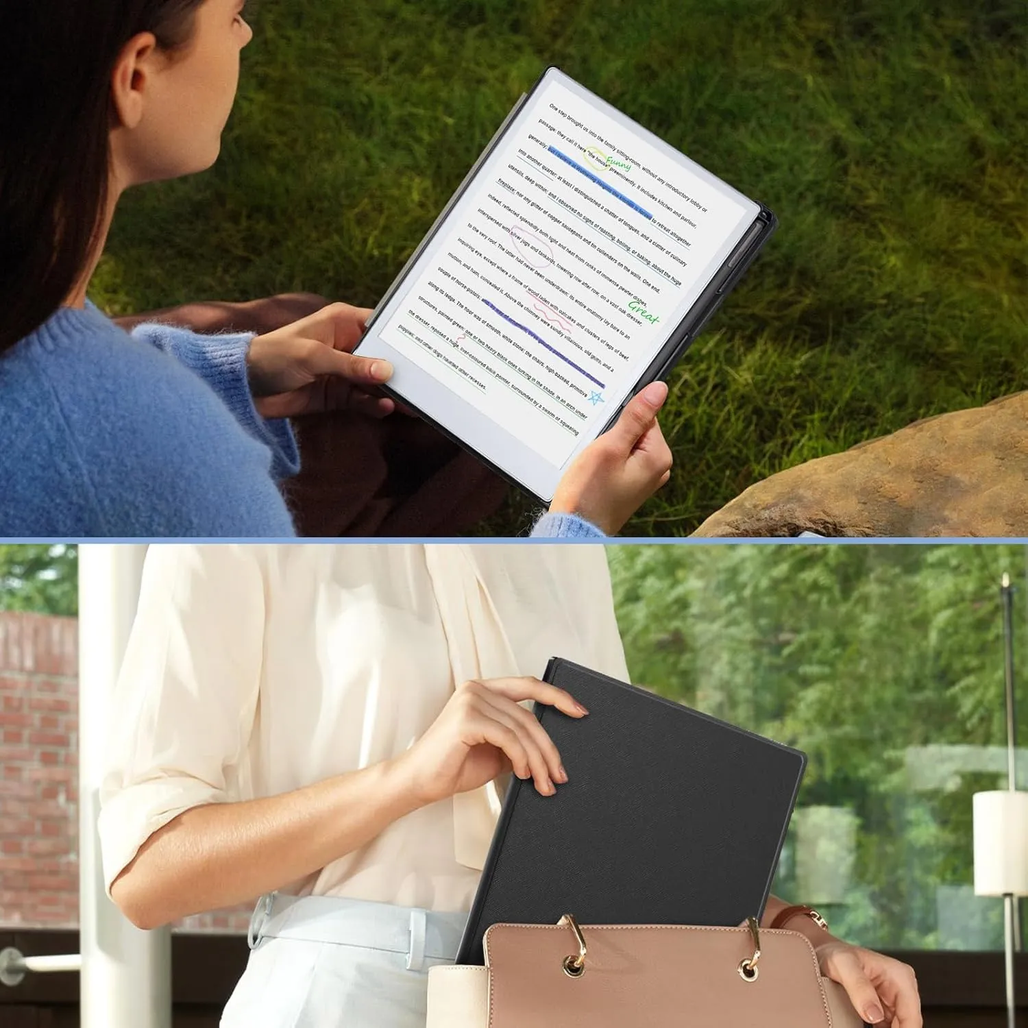 Case for Remarkable Paper Pro Tablet 11.8" (Released in 2024), Hard Back Shell Protective Book Folio Cover with Built-in Pen Holder, with Auto Sleep/Wake Function.
