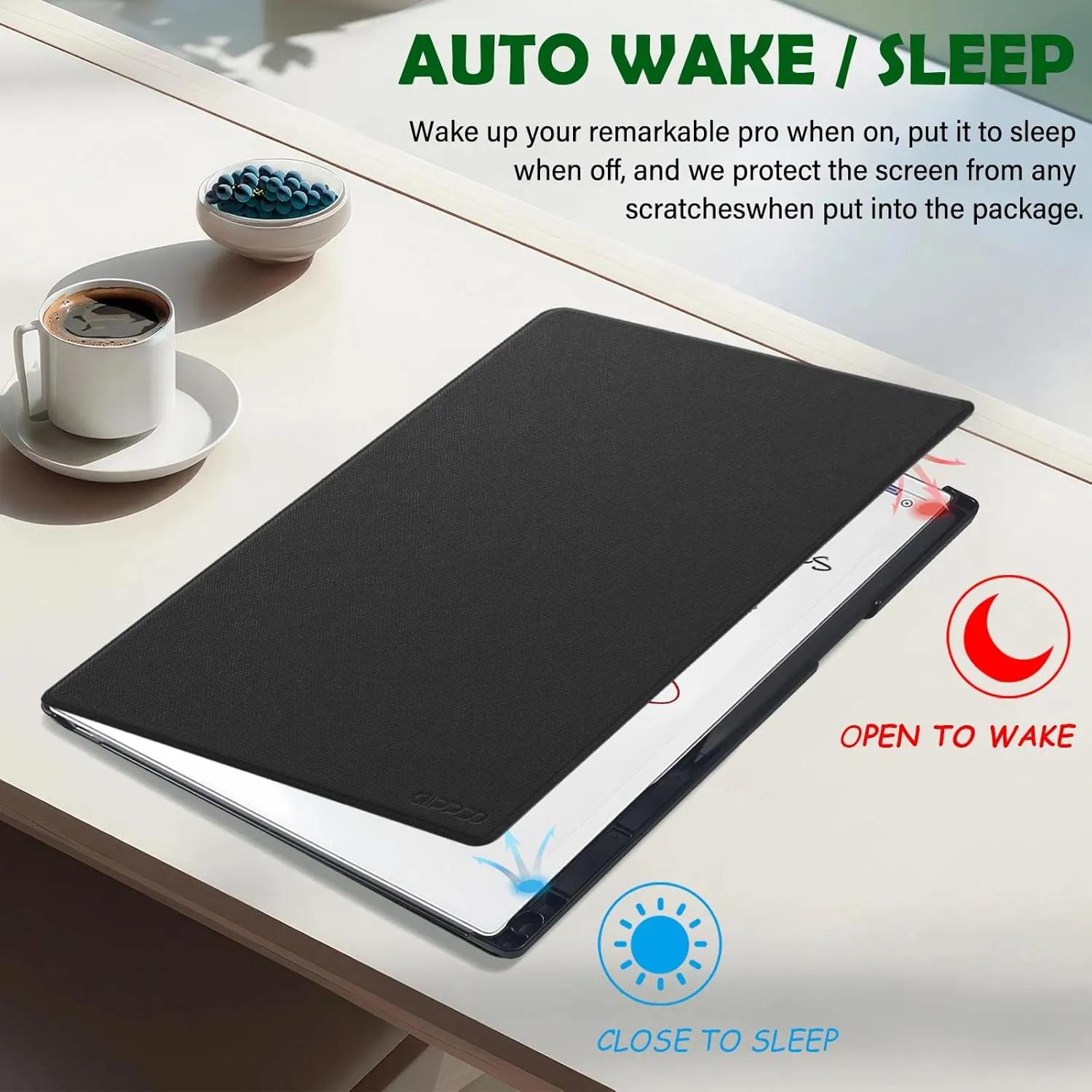 Case for Remarkable Paper Pro Tablet 11.8" (Released in 2024), Hard Back Shell Protective Book Folio Cover with Built-in Pen Holder, with Auto Sleep/Wake Function.